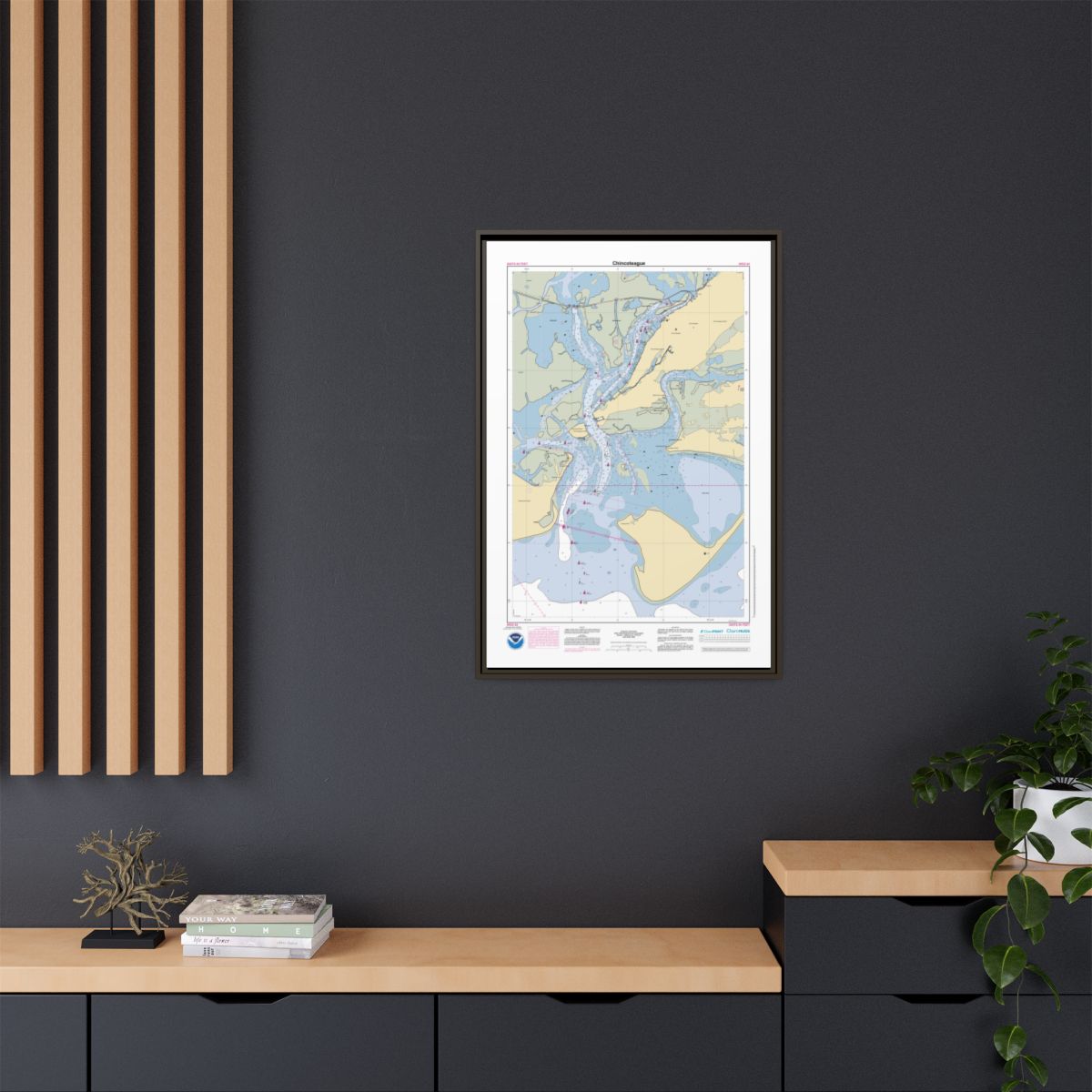 Canvas Framed Custom Chart of Chincoteague - NOAA Nautical Chart 22" x 34"