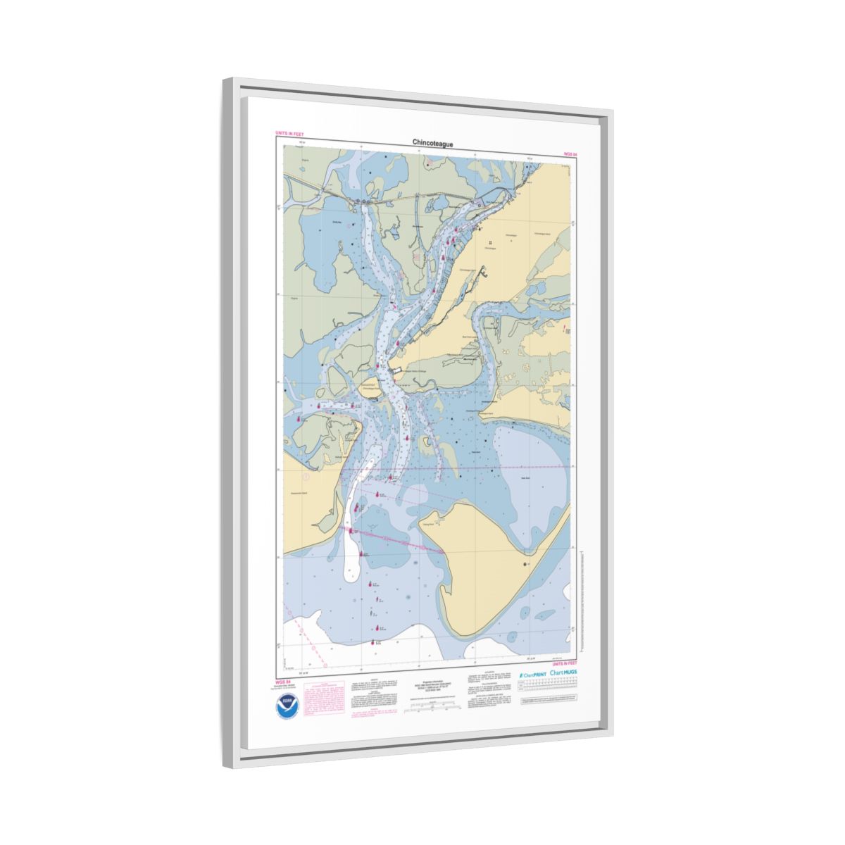 Canvas Framed Custom Chart of Chincoteague - NOAA Nautical Chart 22" x 34"