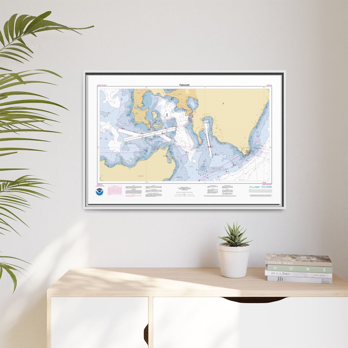 Canvas Framed Custom Chart of Falmouth - NOAA Nautical Chart 34" x 22"