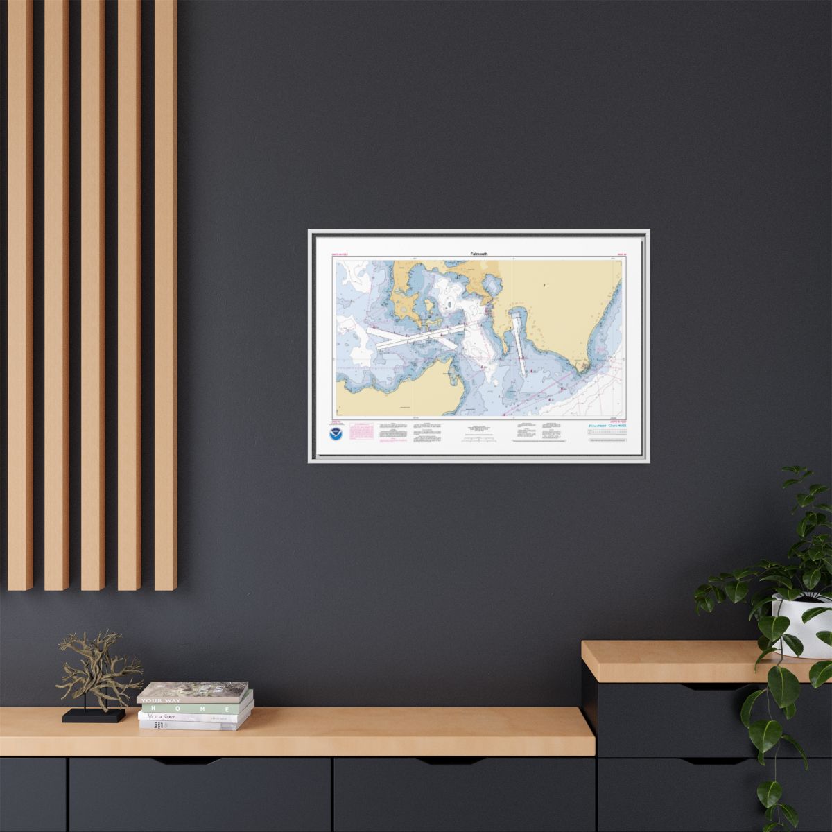 Canvas Framed Custom Chart of Falmouth - NOAA Nautical Chart 34" x 22"
