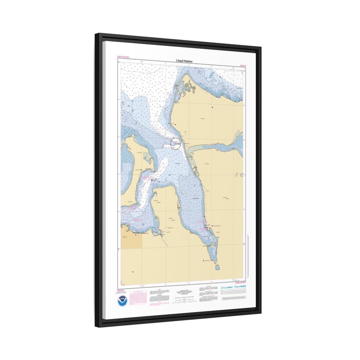 Canvas Framed Custom Chart of Lloyd Harbor - NOAA Nautical Chart 22" x 34"
