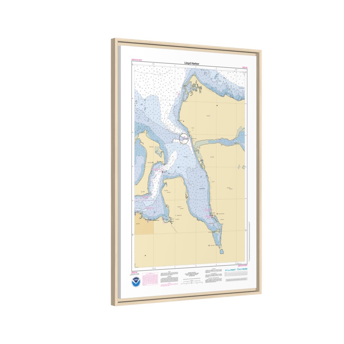 Canvas Framed Custom Chart of Lloyd Harbor - NOAA Nautical Chart 22" x 34"