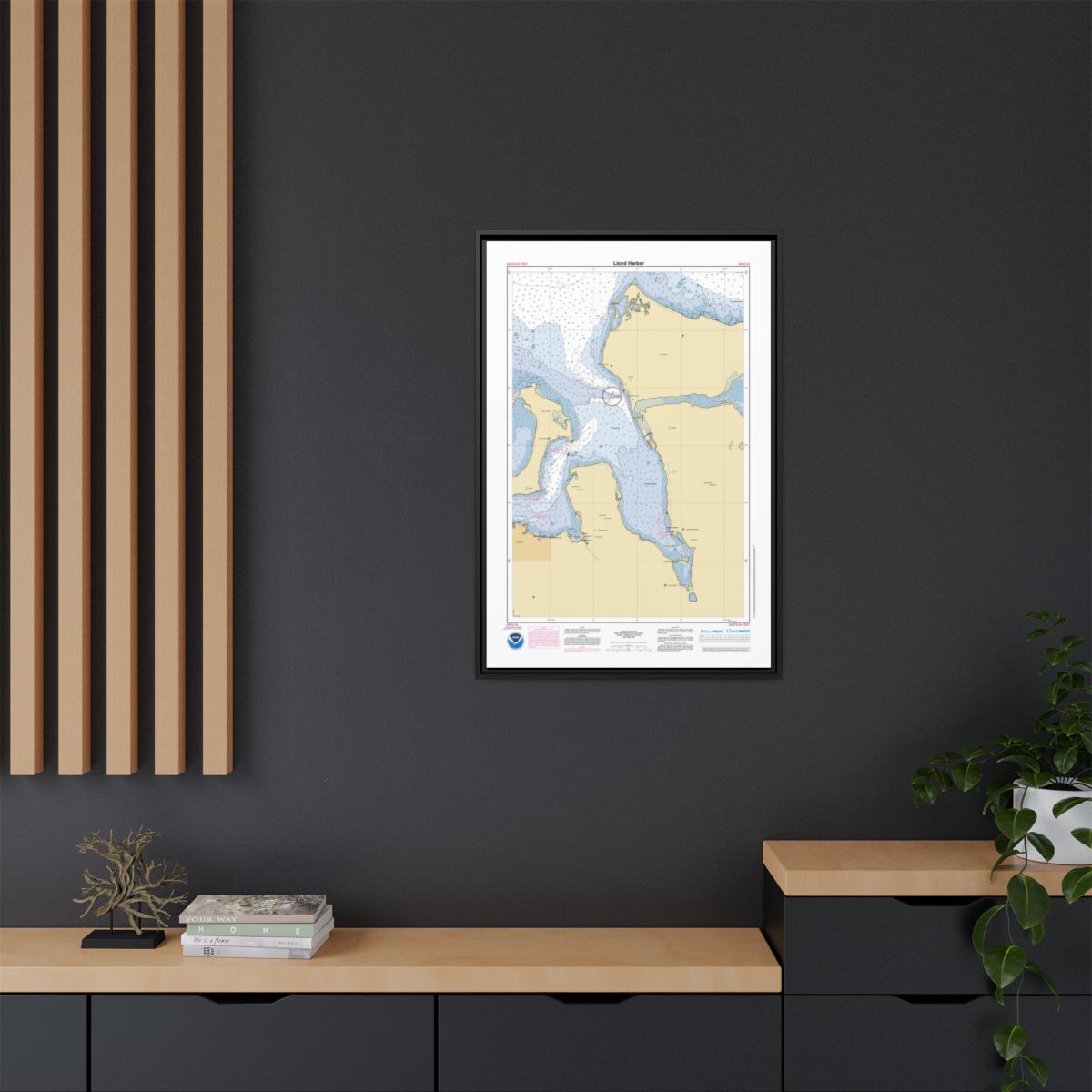 Canvas Framed Custom Chart of Lloyd Harbor - NOAA Nautical Chart 22" x 34"