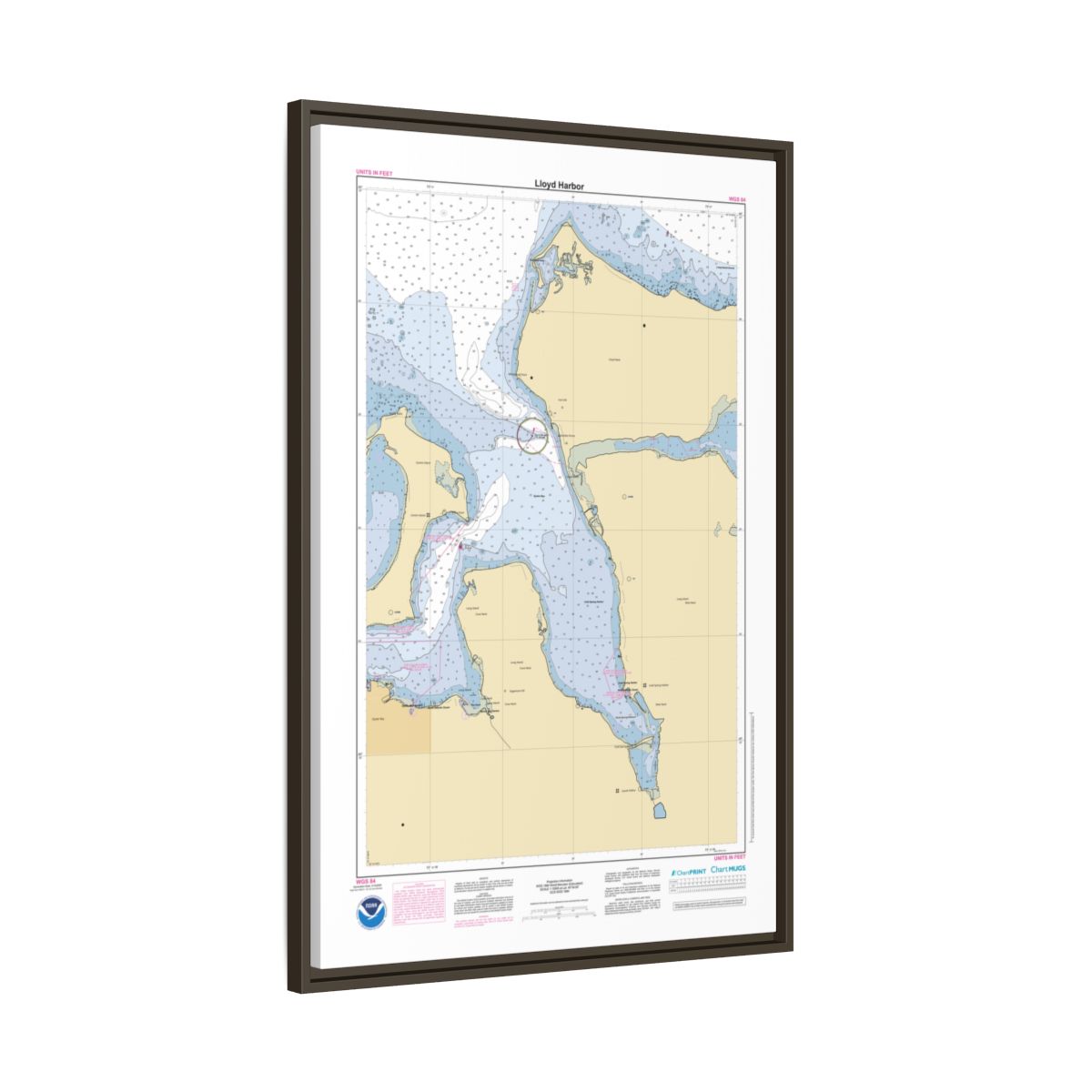 Canvas Framed Custom Chart of Lloyd Harbor - NOAA Nautical Chart 22" x 34"