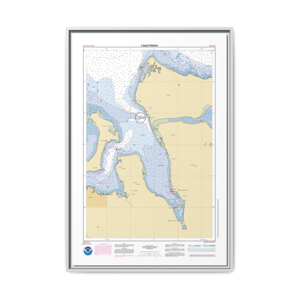 Canvas Framed Custom Chart of Lloyd Harbor - NOAA Nautical Chart 22" x 34"
