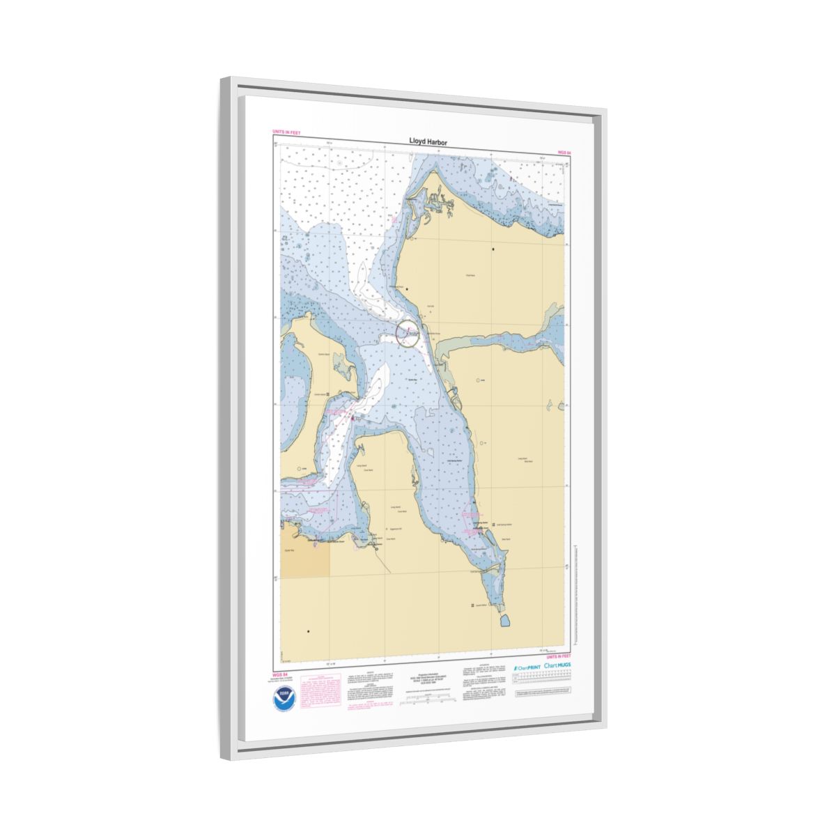 Canvas Framed Custom Chart of Lloyd Harbor - NOAA Nautical Chart 22" x 34"
