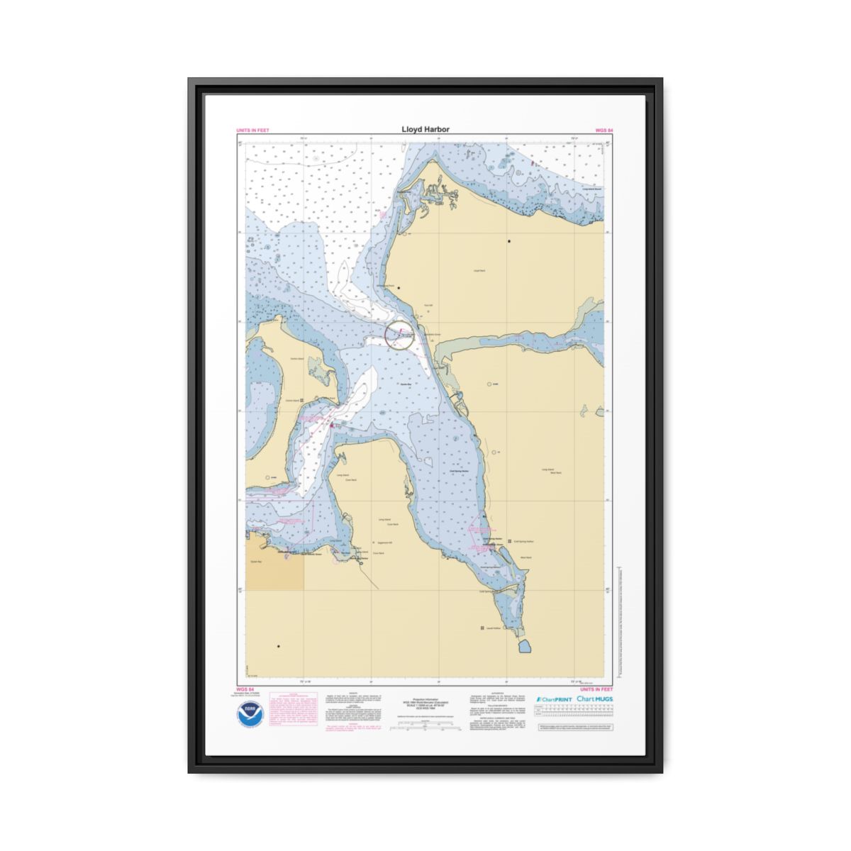 Canvas Framed Custom Chart of Lloyd Harbor - NOAA Nautical Chart 22" x 34"