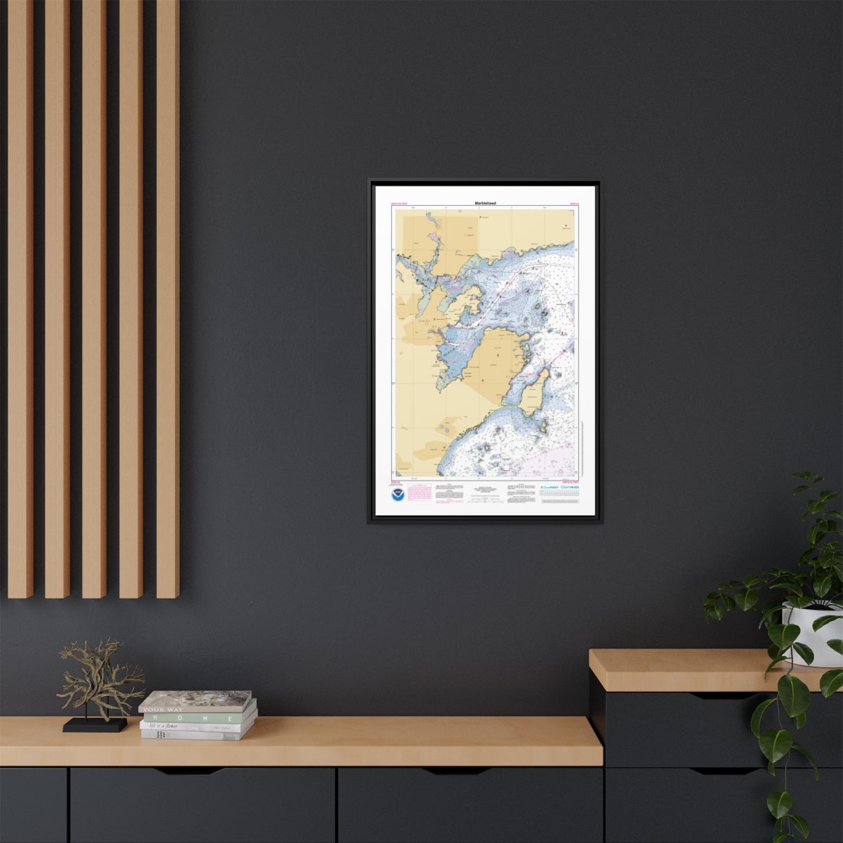 Canvas Framed Custom Chart of Marblehead - NOAA Nautical Chart 22" x 34"