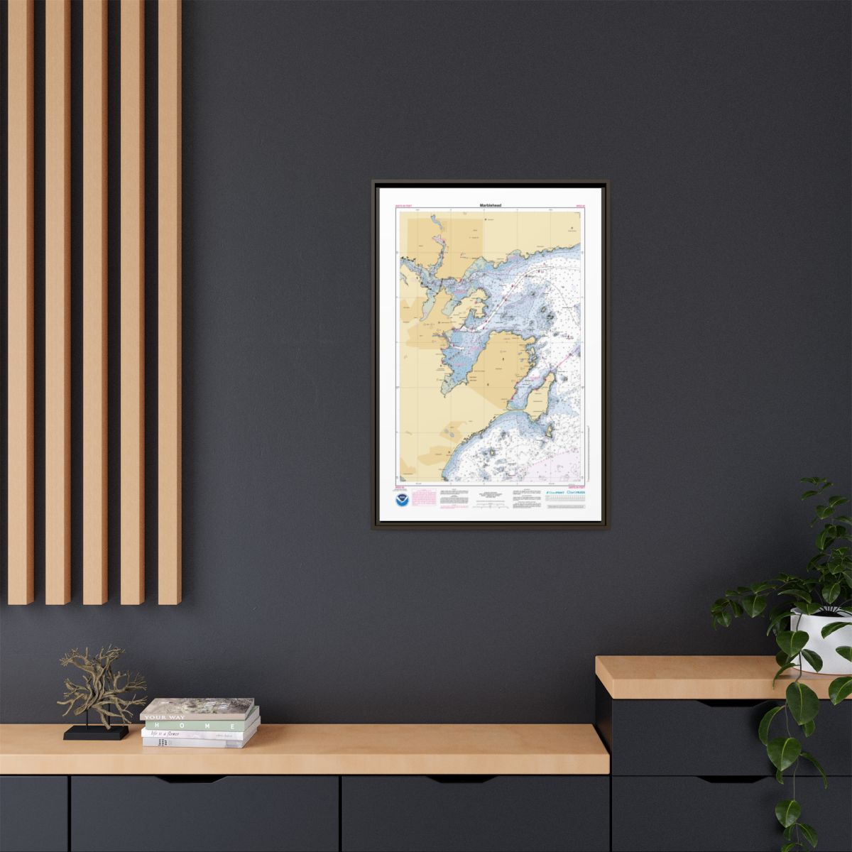 Canvas Framed Custom Chart of Marblehead - NOAA Nautical Chart 22" x 34"
