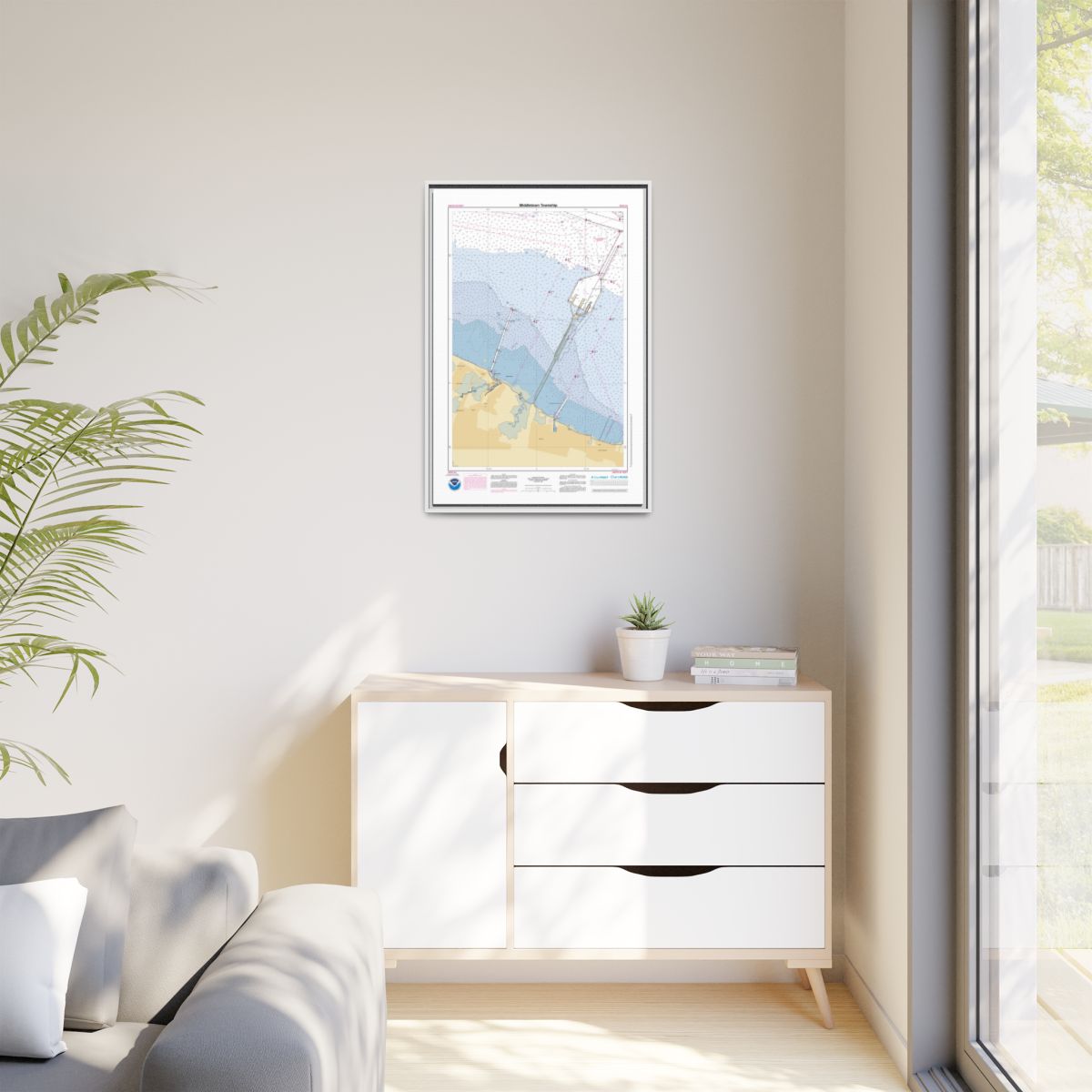 Canvas Framed Custom Chart of Middletown Township - NOAA Nautical Chart 22" x 34"