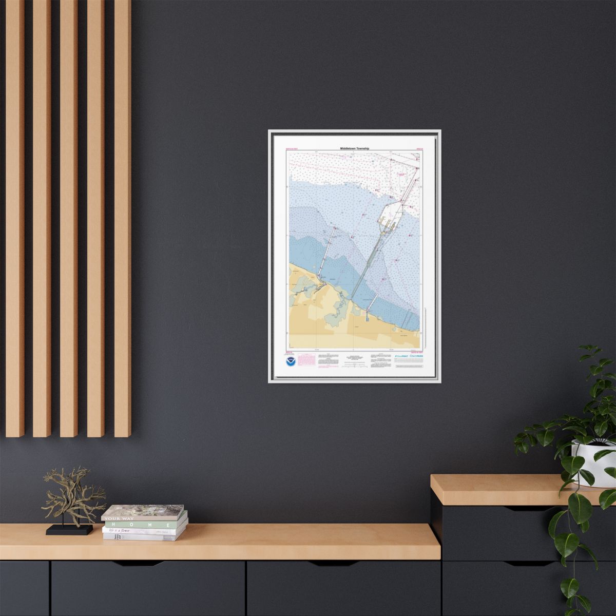 Canvas Framed Custom Chart of Middletown Township - NOAA Nautical Chart 22" x 34"