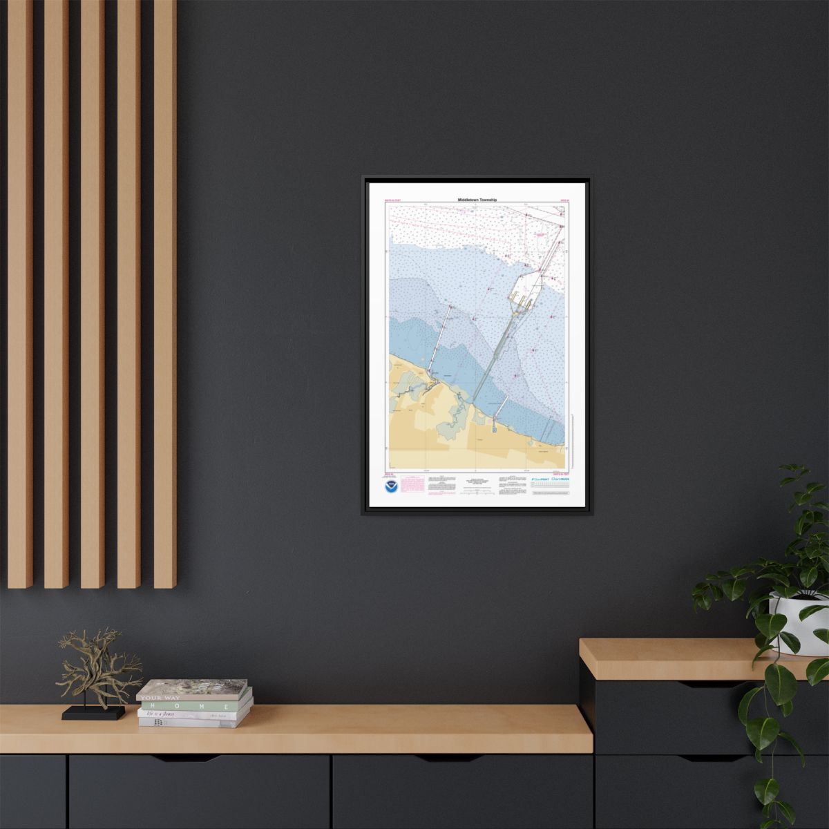 Canvas Framed Custom Chart of Middletown Township - NOAA Nautical Chart 22" x 34"