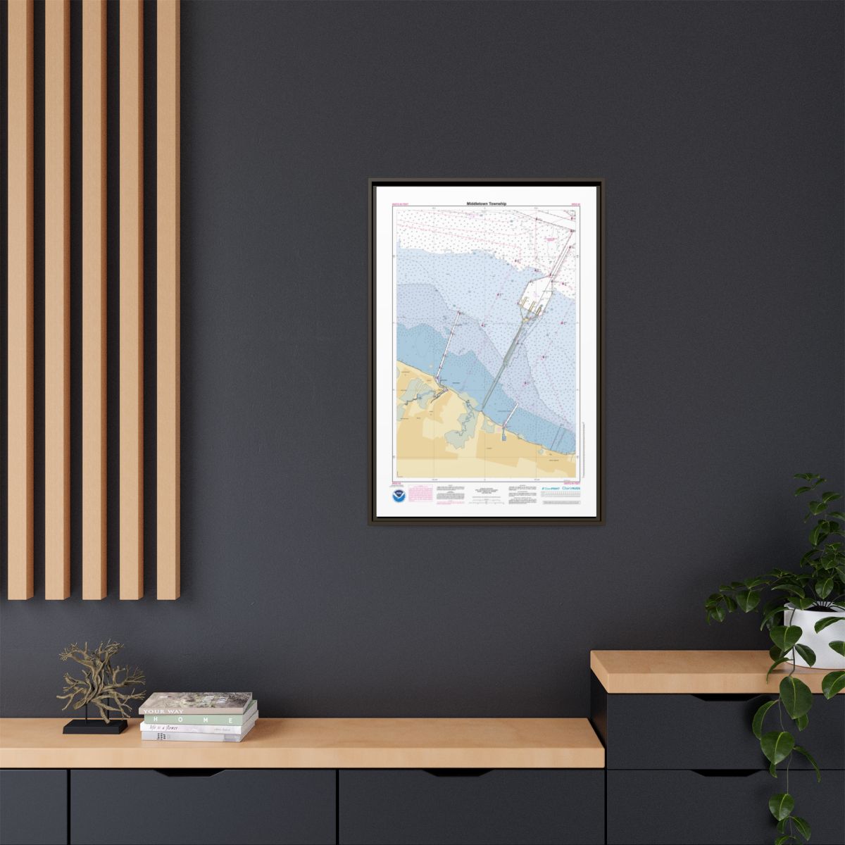 Canvas Framed Custom Chart of Middletown Township - NOAA Nautical Chart 22" x 34"