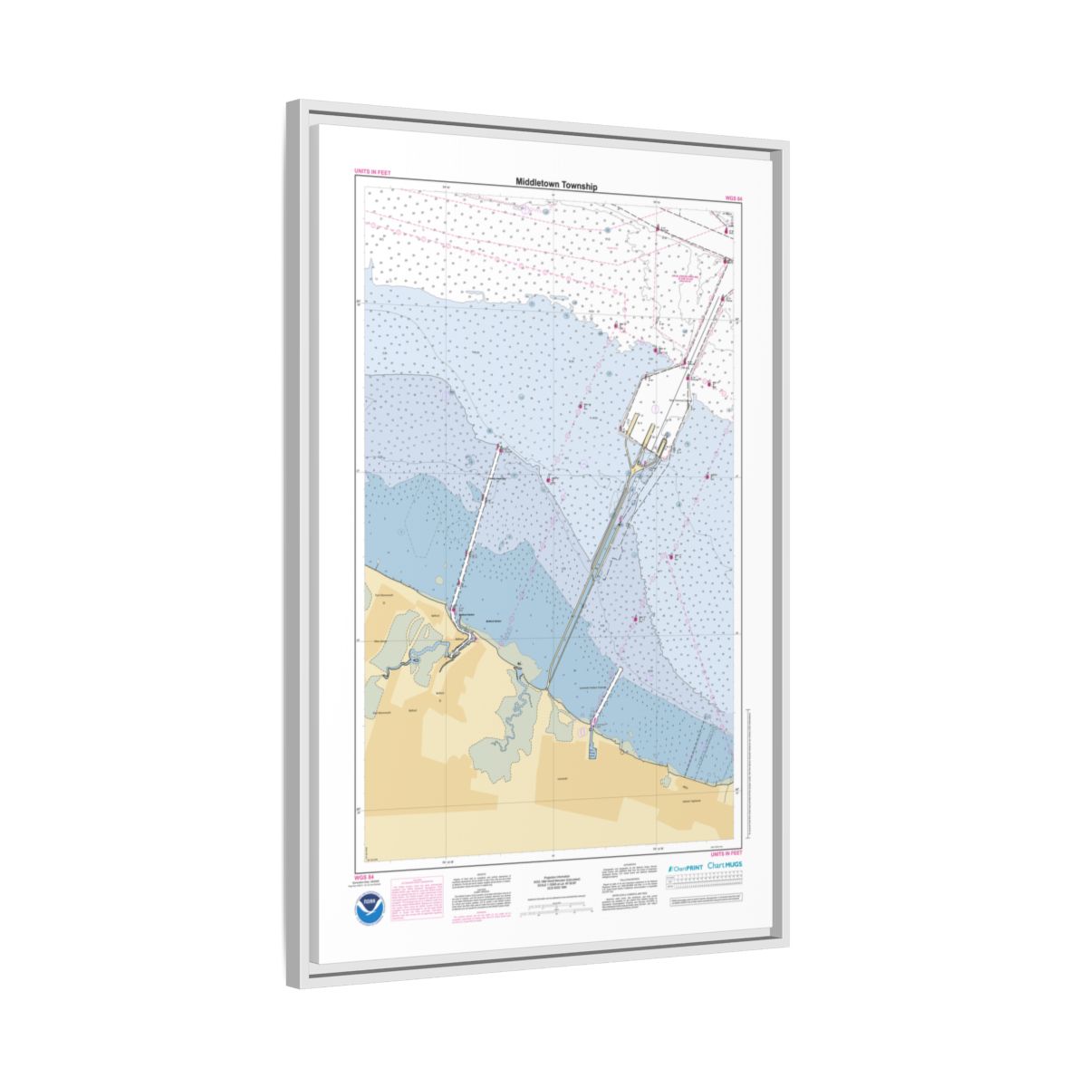 Canvas Framed Custom Chart of Middletown Township - NOAA Nautical Chart 22" x 34"