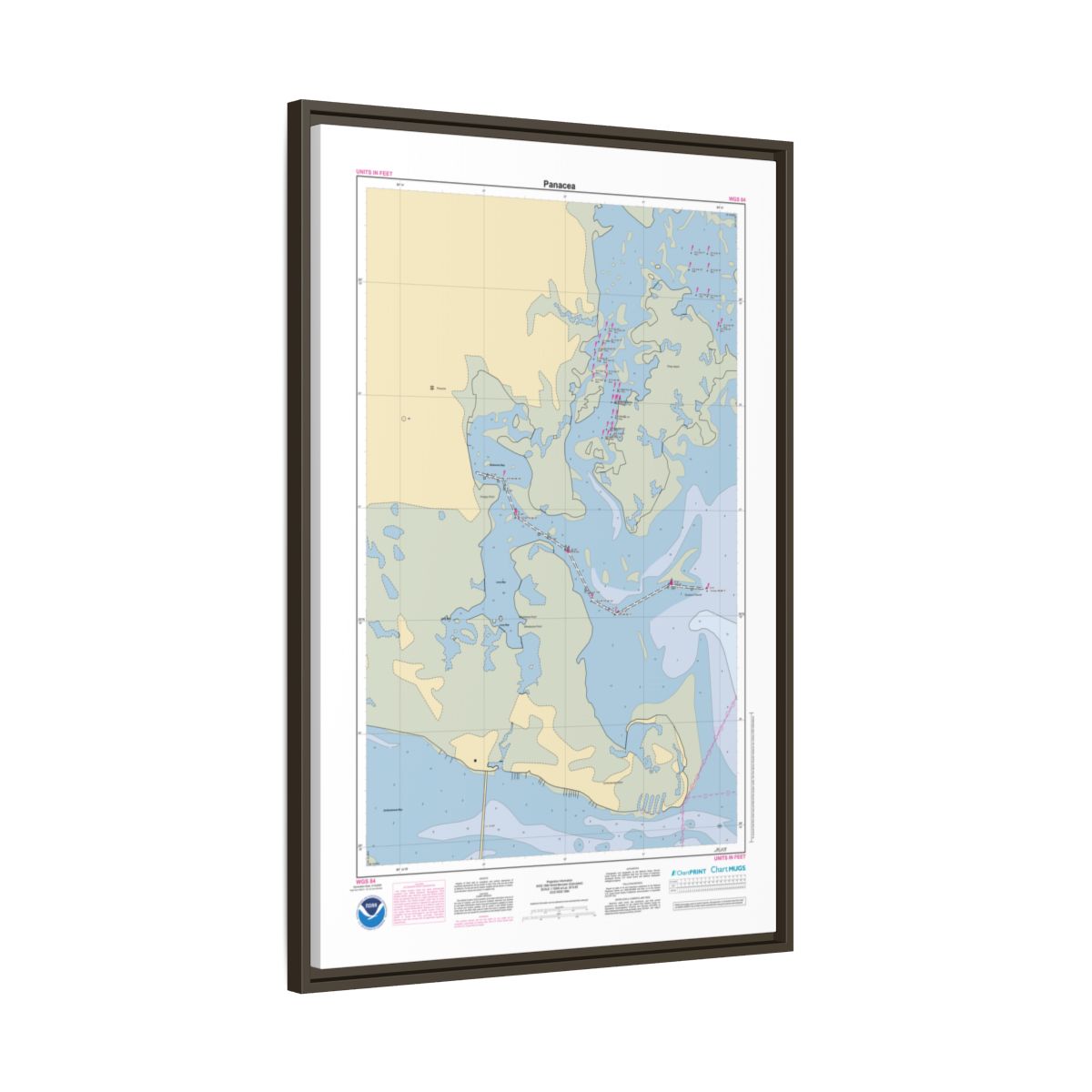 Canvas Framed Custom Chart of Panacea - NOAA Nautical Chart 22" x 34"