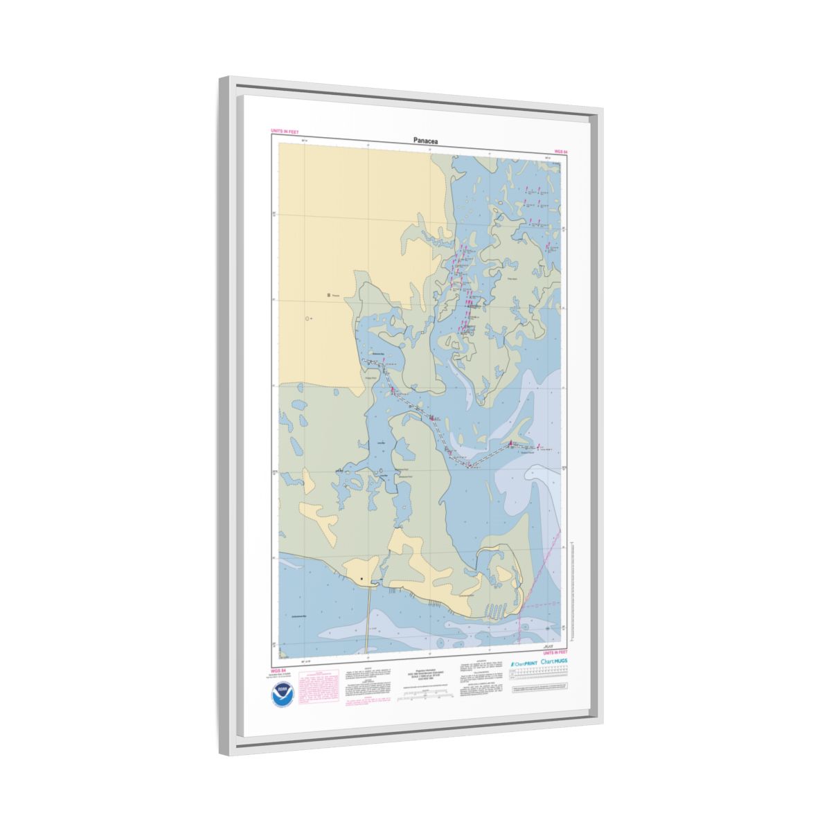 Canvas Framed Custom Chart of Panacea - NOAA Nautical Chart 22" x 34"