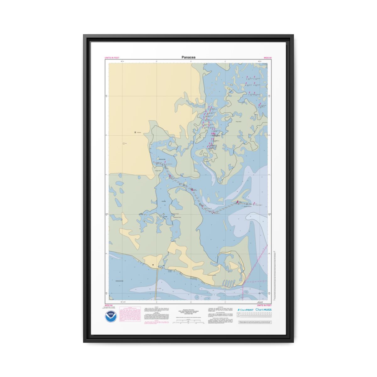 Canvas Framed Custom Chart of Panacea - NOAA Nautical Chart 22" x 34"