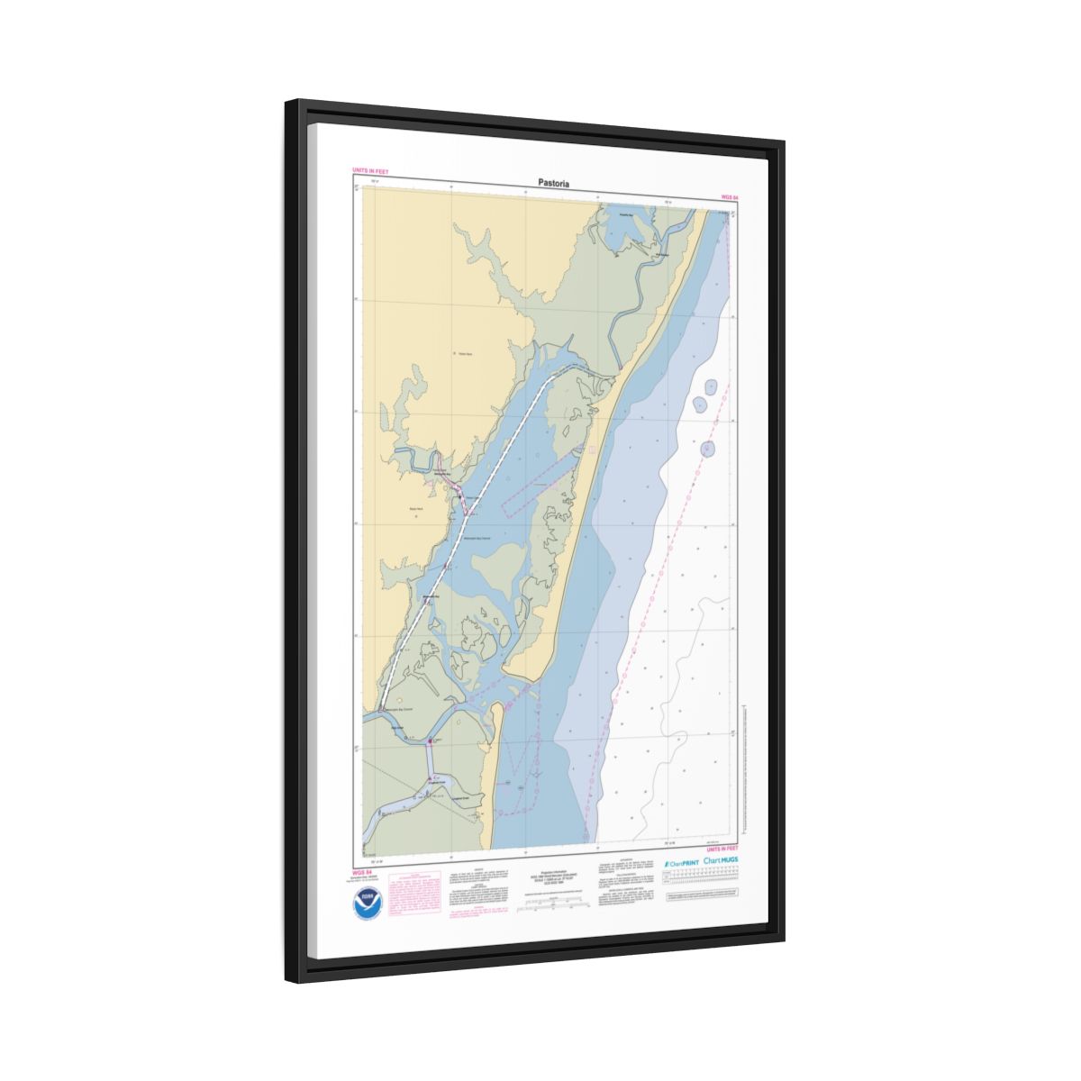Canvas Framed Custom Chart of Pastoria - NOAA Nautical Chart 22" x 34"