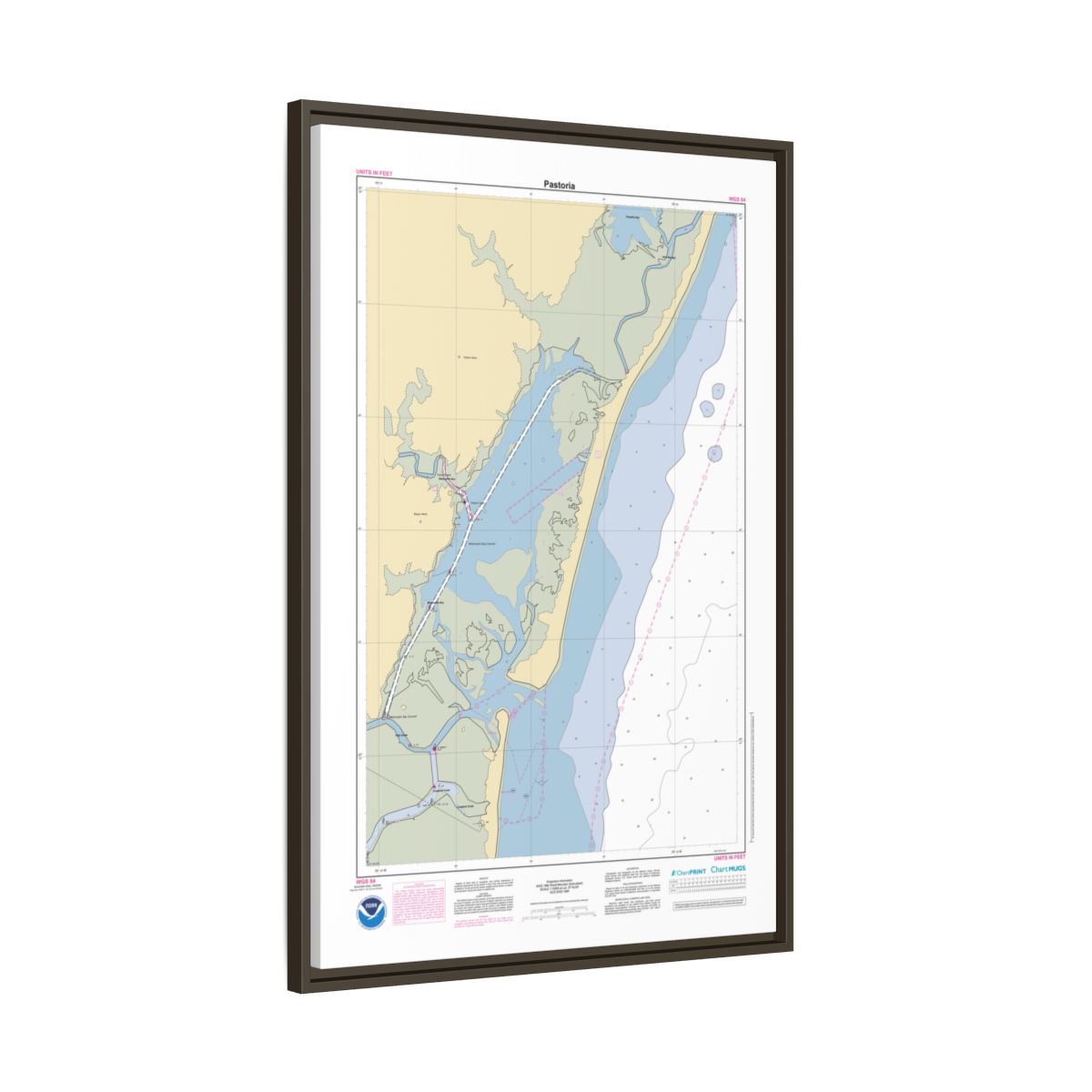 Canvas Framed Custom Chart of Pastoria - NOAA Nautical Chart 22" x 34"