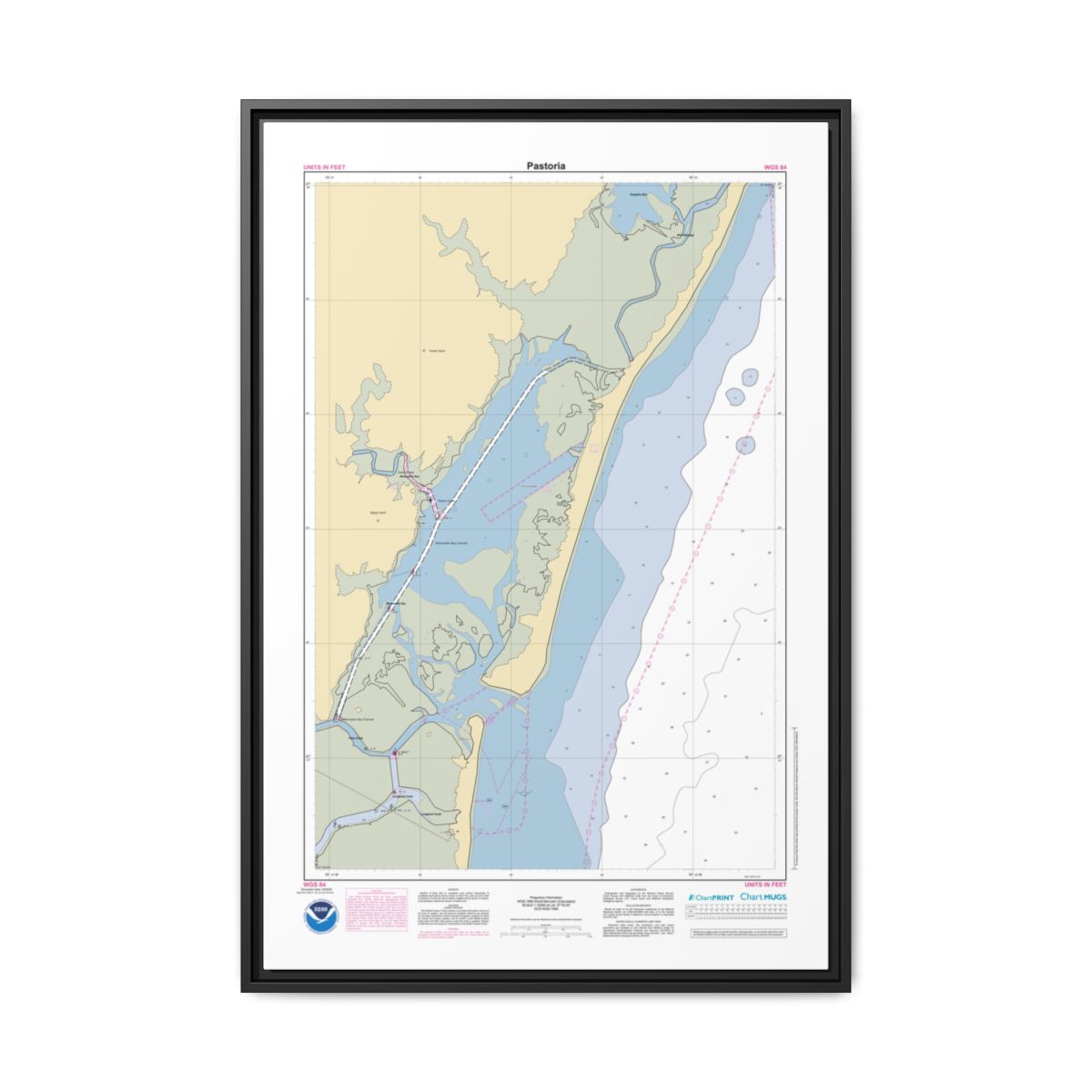 Canvas Framed Custom Chart of Pastoria - NOAA Nautical Chart 22" x 34"