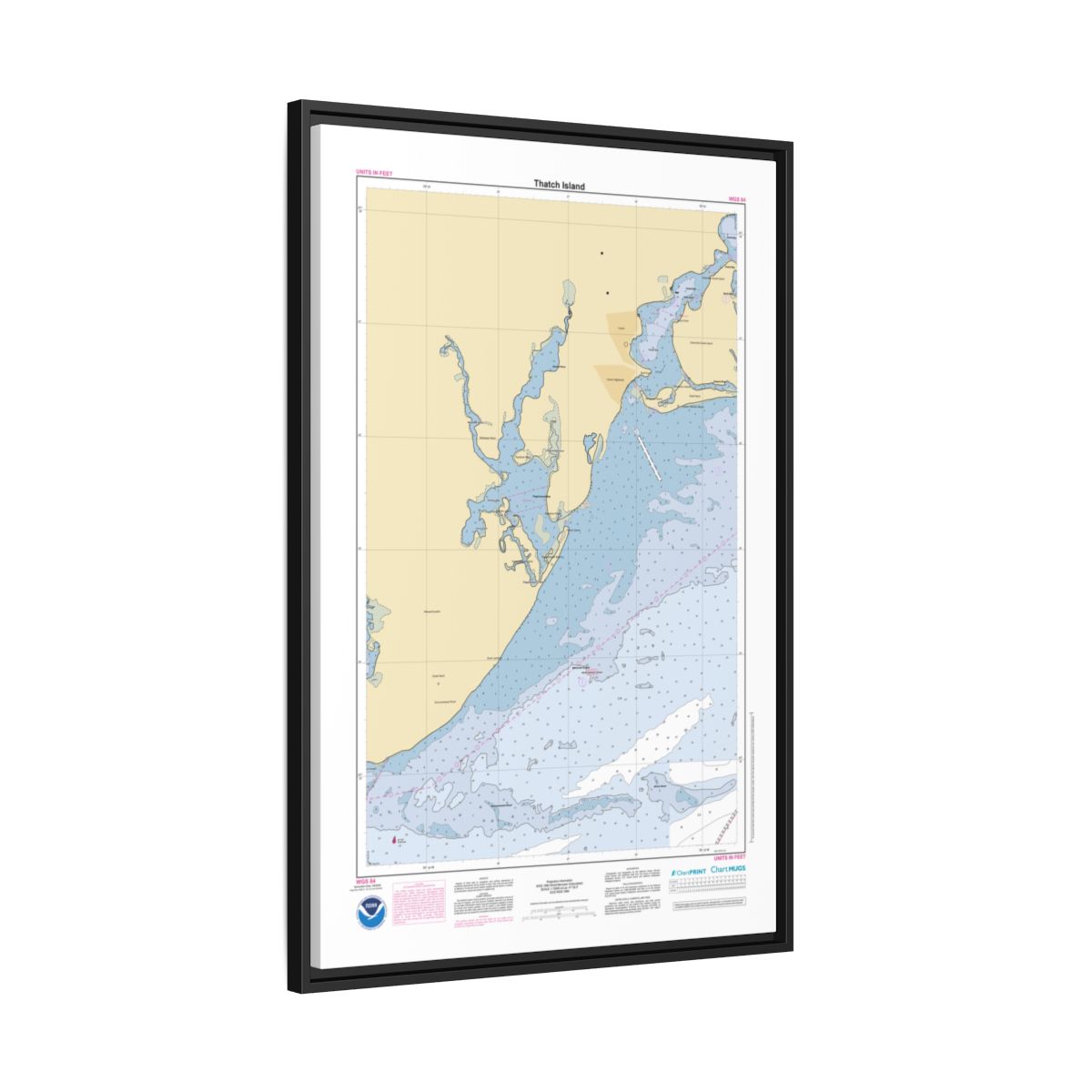 Canvas Framed Custom Chart of Thatch Island - NOAA Nautical Chart 22" x 34"