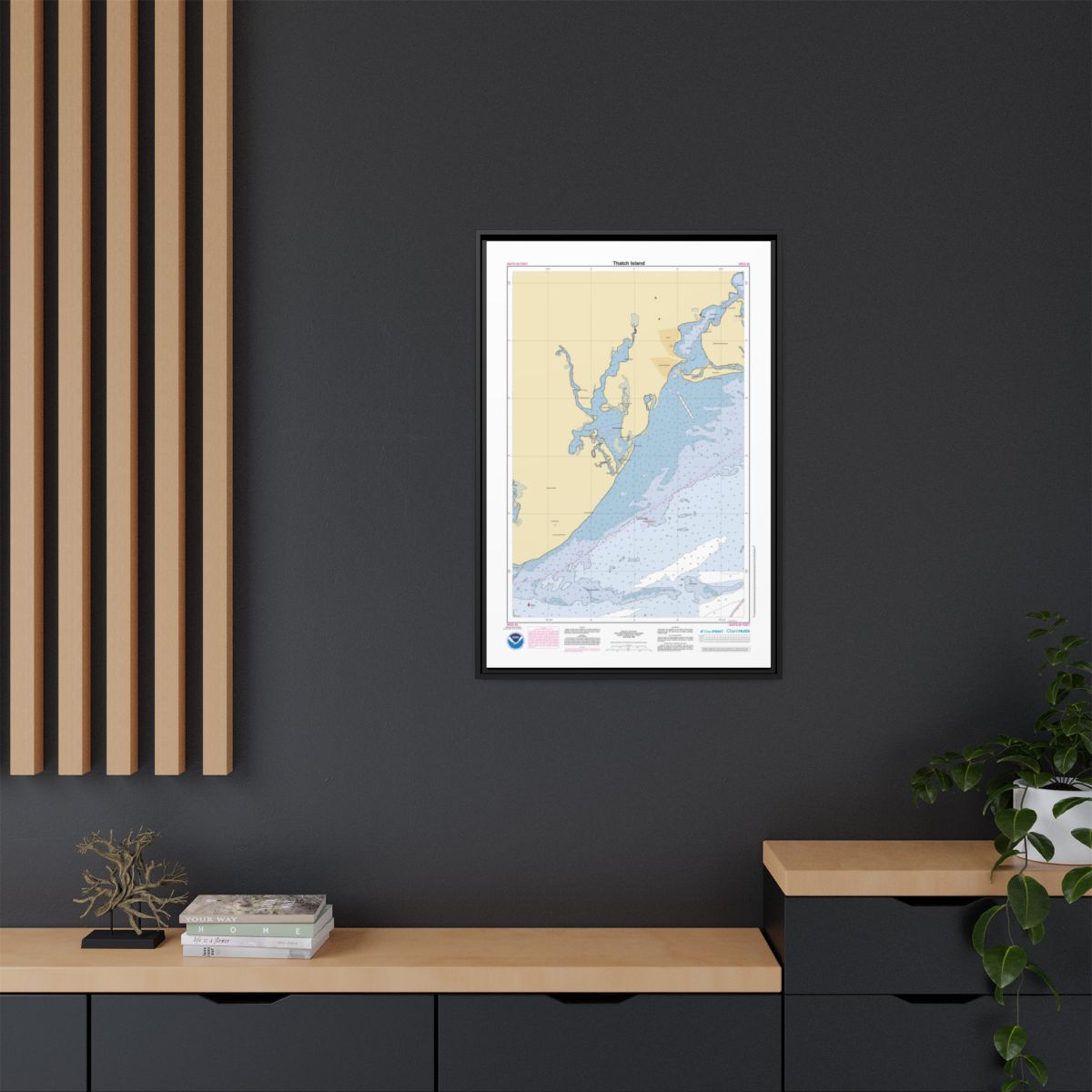 Canvas Framed Custom Chart of Thatch Island - NOAA Nautical Chart 22" x 34"