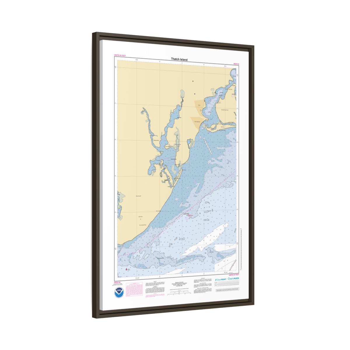 Canvas Framed Custom Chart of Thatch Island - NOAA Nautical Chart 22" x 34"