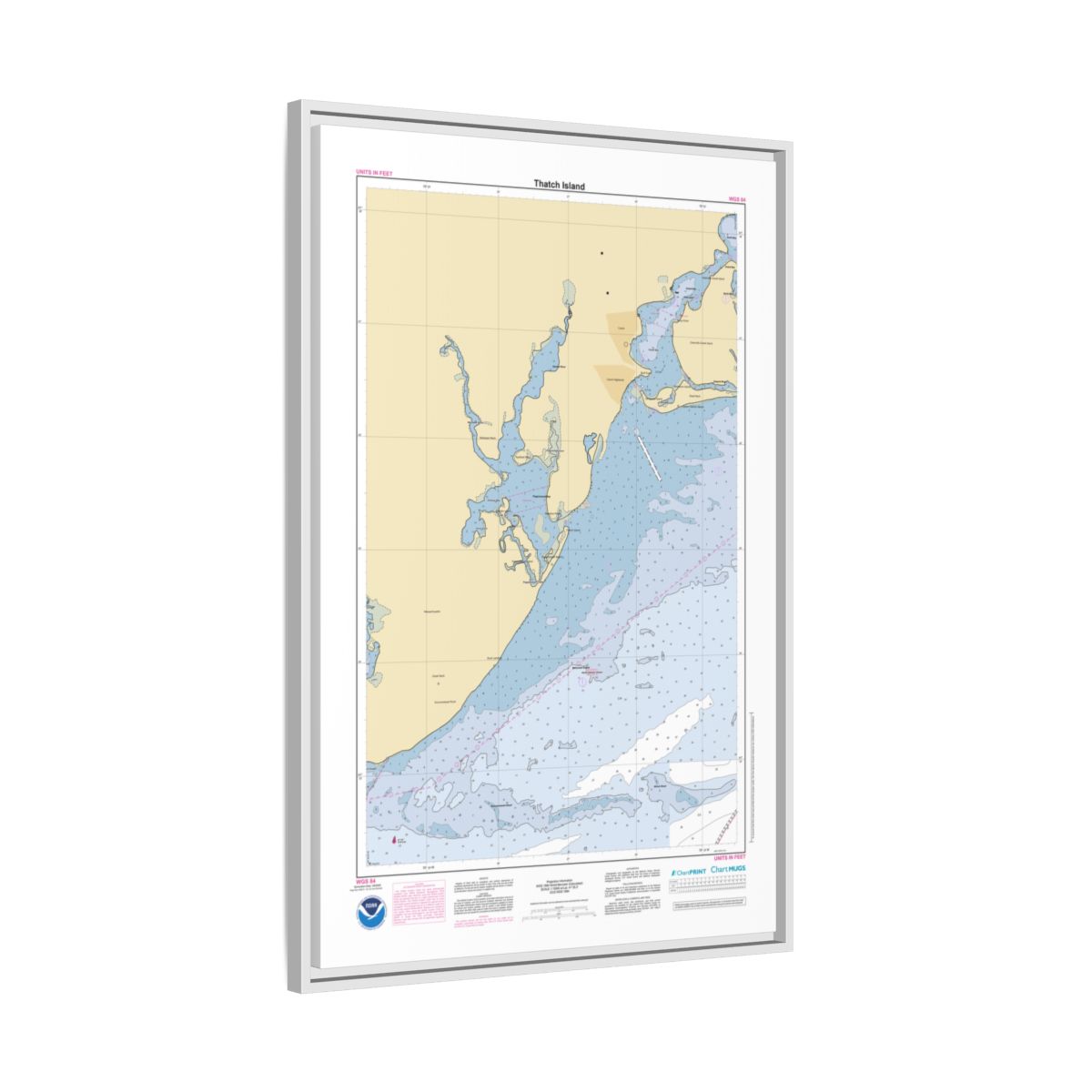 Canvas Framed Custom Chart of Thatch Island - NOAA Nautical Chart 22" x 34"