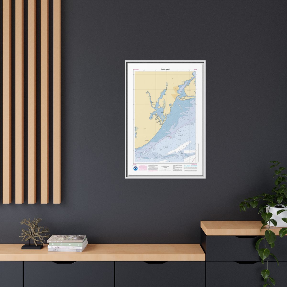 Canvas Framed Custom Chart of Thatch Island - NOAA Nautical Chart 22" x 34"
