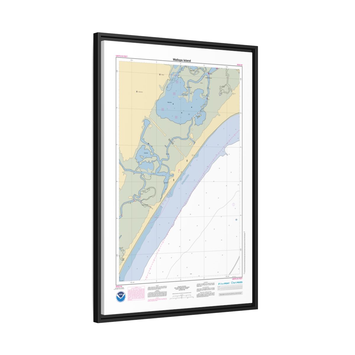 Canvas Framed Custom Chart of Wallops Island - NOAA Nautical Chart 22" x 34"