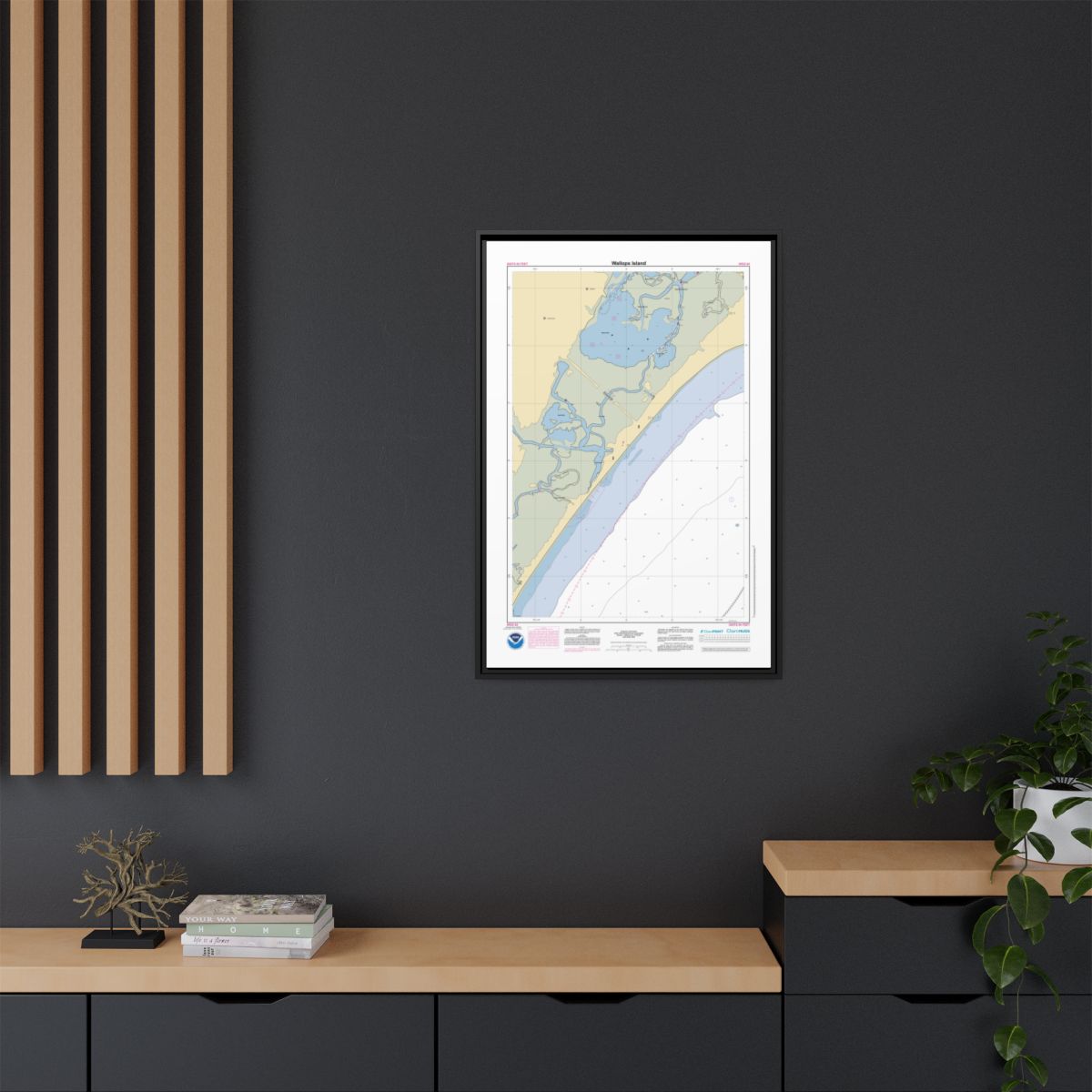 Canvas Framed Custom Chart of Wallops Island - NOAA Nautical Chart 22" x 34"
