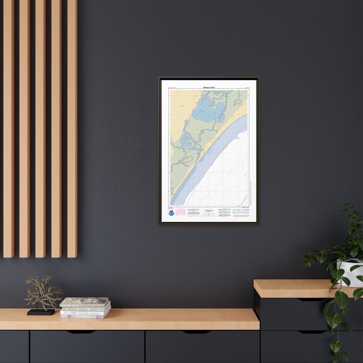 Canvas Framed Custom Chart of Wallops Island - NOAA Nautical Chart 22" x 34"