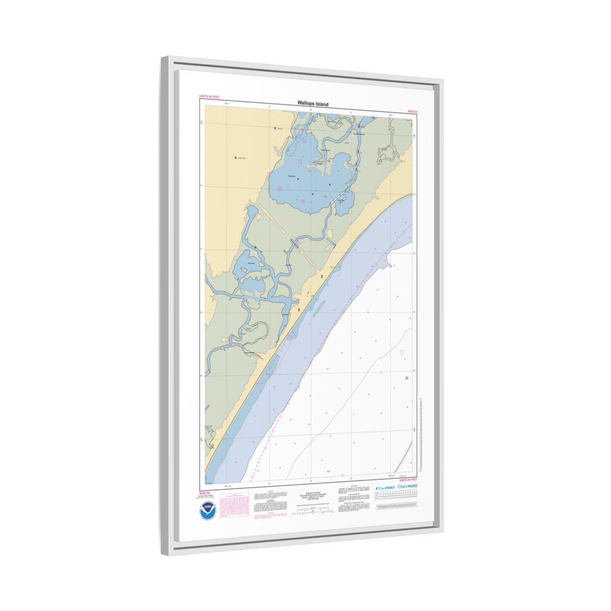 Canvas Framed Custom Chart of Wallops Island - NOAA Nautical Chart 22" x 34"