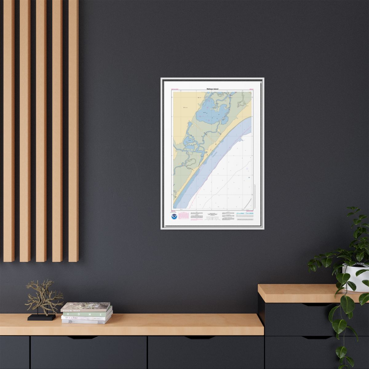 Canvas Framed Custom Chart of Wallops Island - NOAA Nautical Chart 22" x 34"
