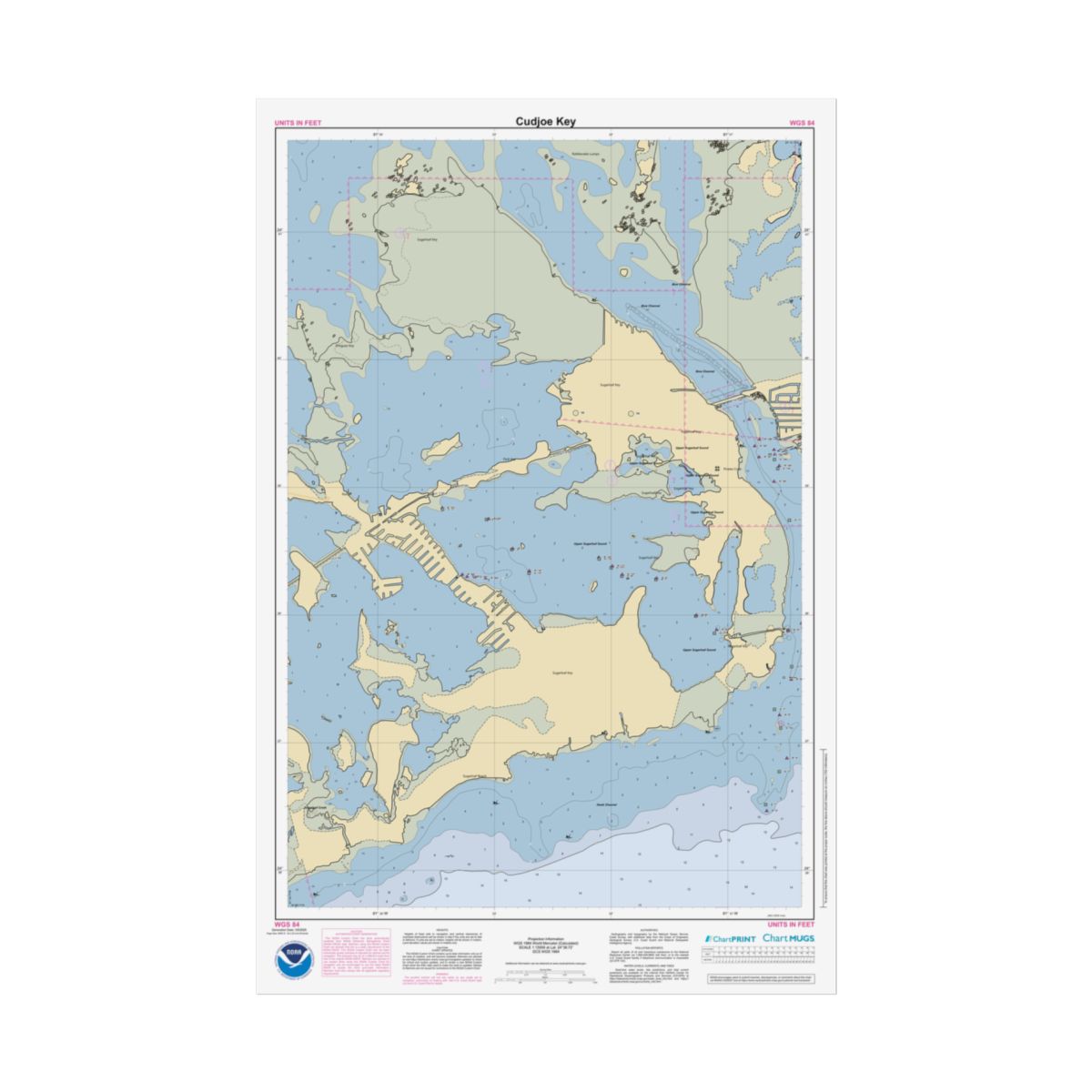 Custom Chart of Cudjoe Key - NOAA Nautical Chart 22" x 34"