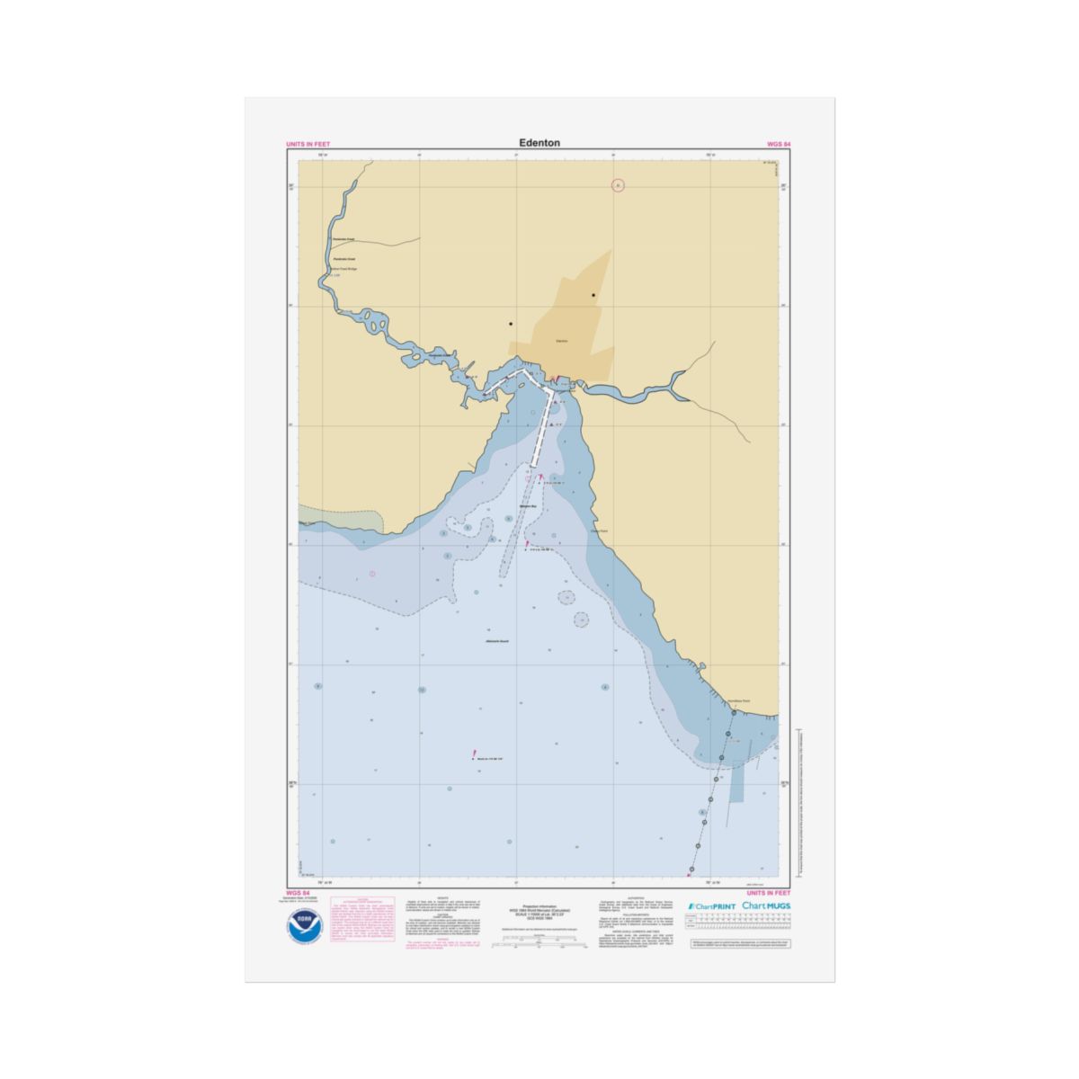 Custom Chart of Edenton - NOAA Nautical Chart 22" x 34"