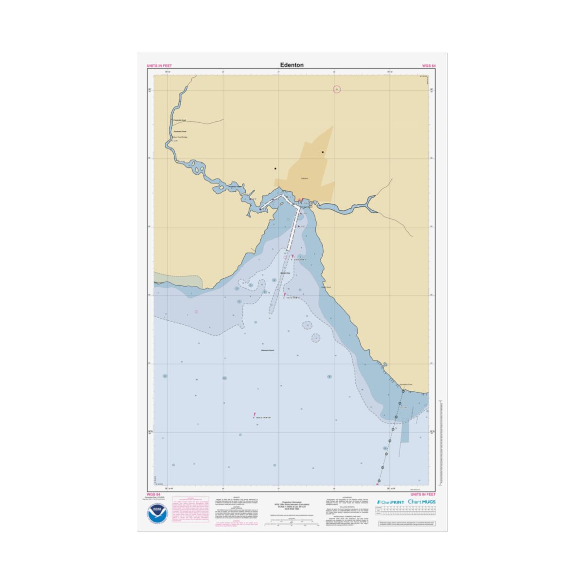 Custom Chart of Edenton - NOAA Nautical Chart 22" x 34"