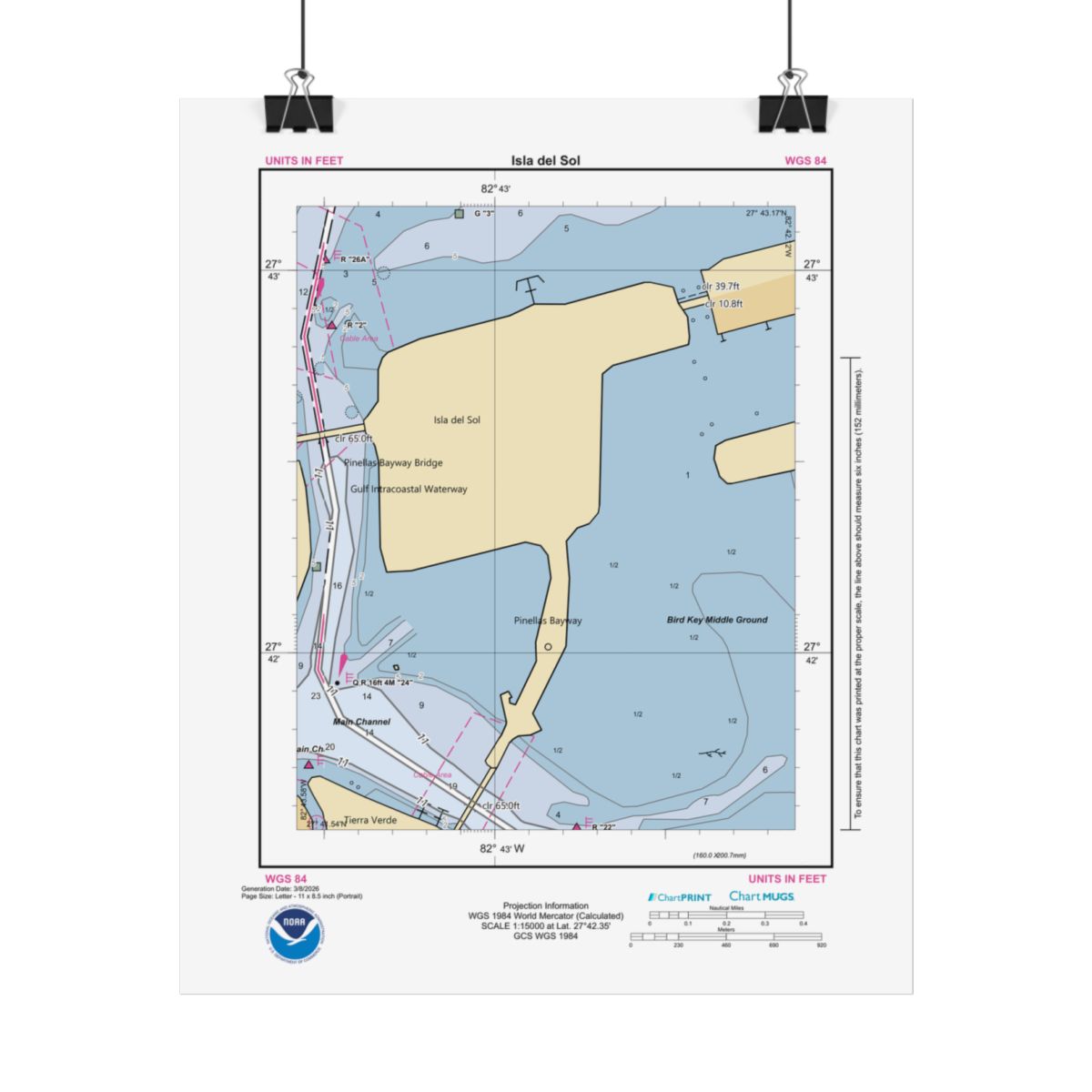 Custom Chart of Isla del Sol - NOAA Nautical Chart 8.5" x 11"