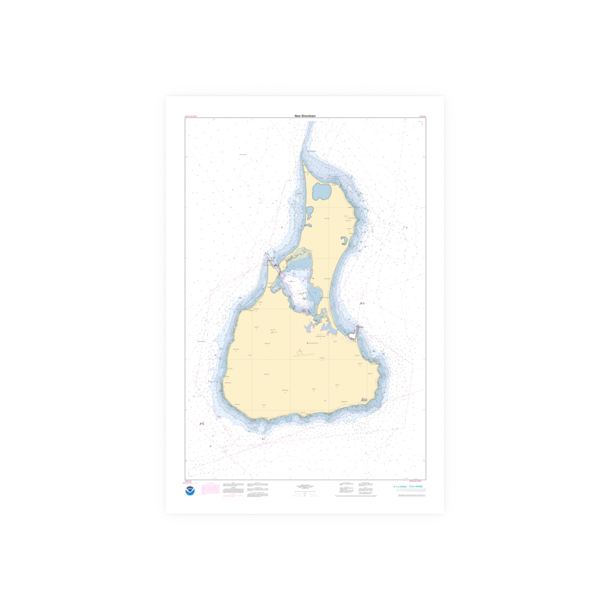 Custom Chart of New Shoreham - NOAA Nautical Chart 36" x 56"