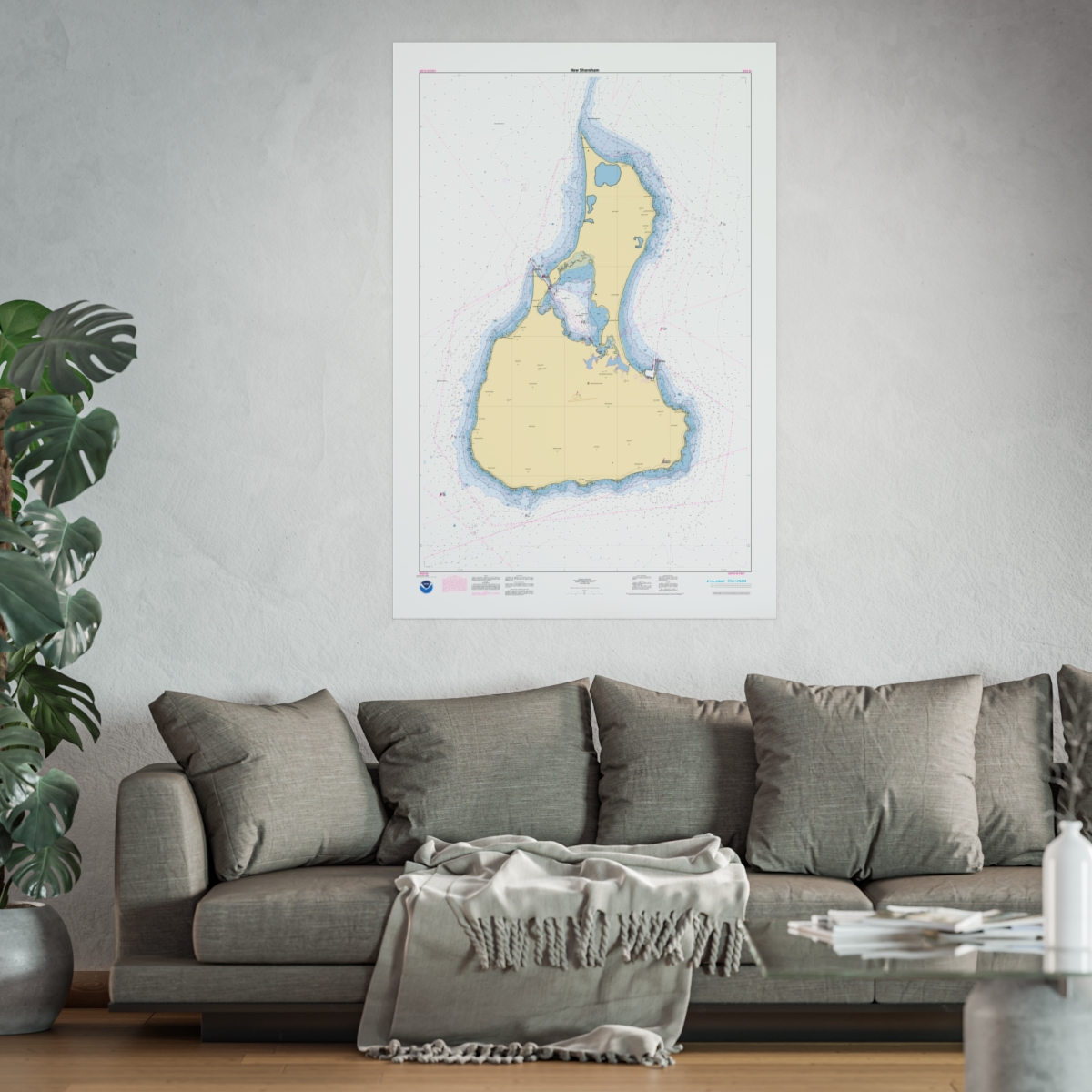 Custom Chart of New Shoreham - NOAA Nautical Chart 36" x 56"