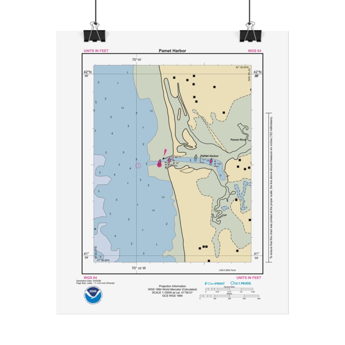 Custom Chart of Pamet Harbor - NOAA Nautical Chart 8.5" x 11"