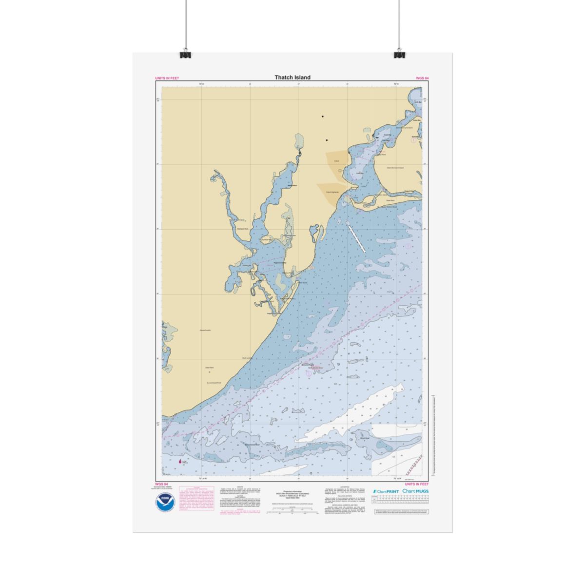 Custom Chart of Thatch Island - NOAA Nautical Chart 22" x 34"