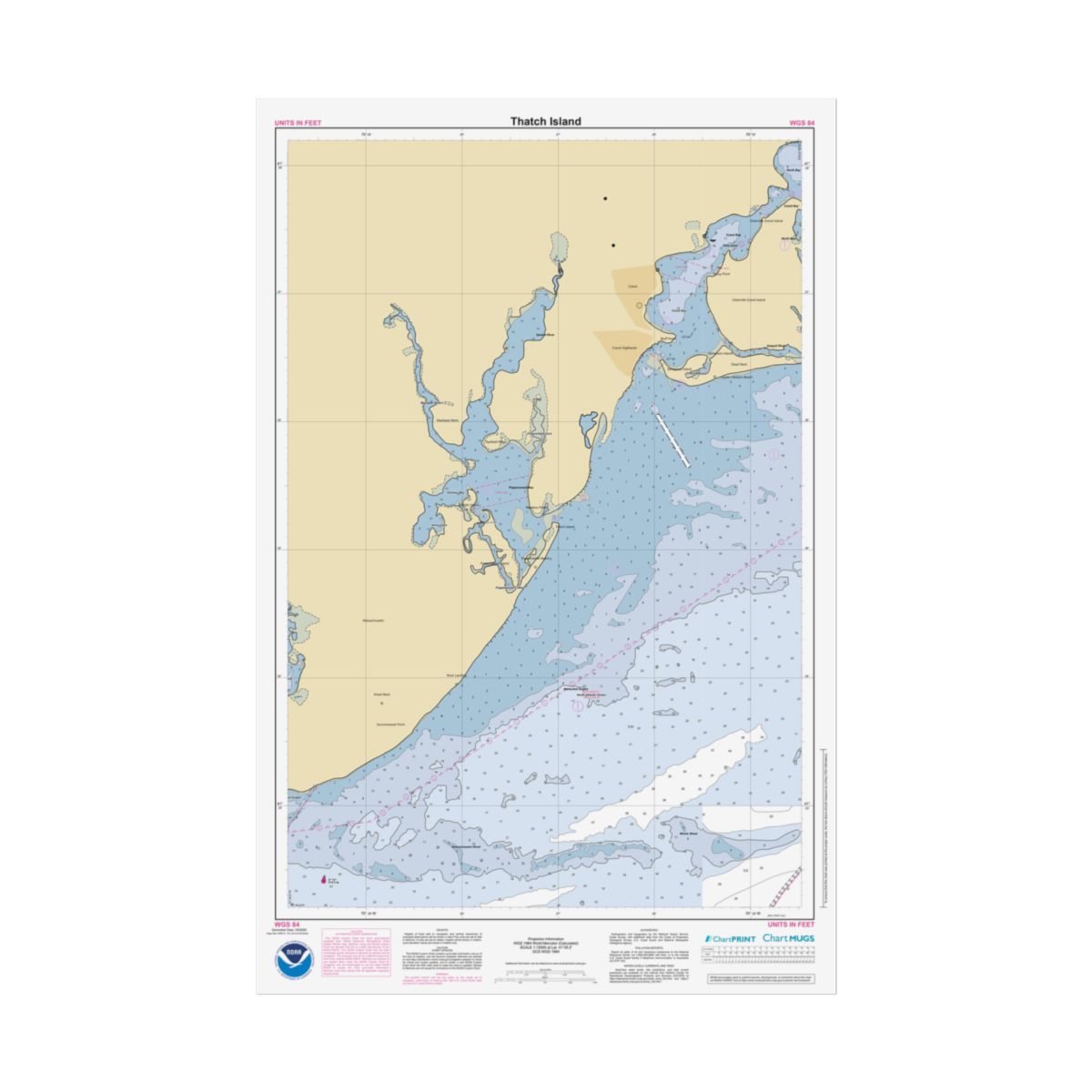 Custom Chart of Thatch Island - NOAA Nautical Chart 22" x 34"