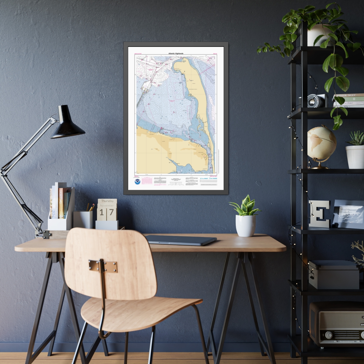 Framed Custom Chart of Atlantic Highlands - NOAA Nautical Chart 22" x 34"