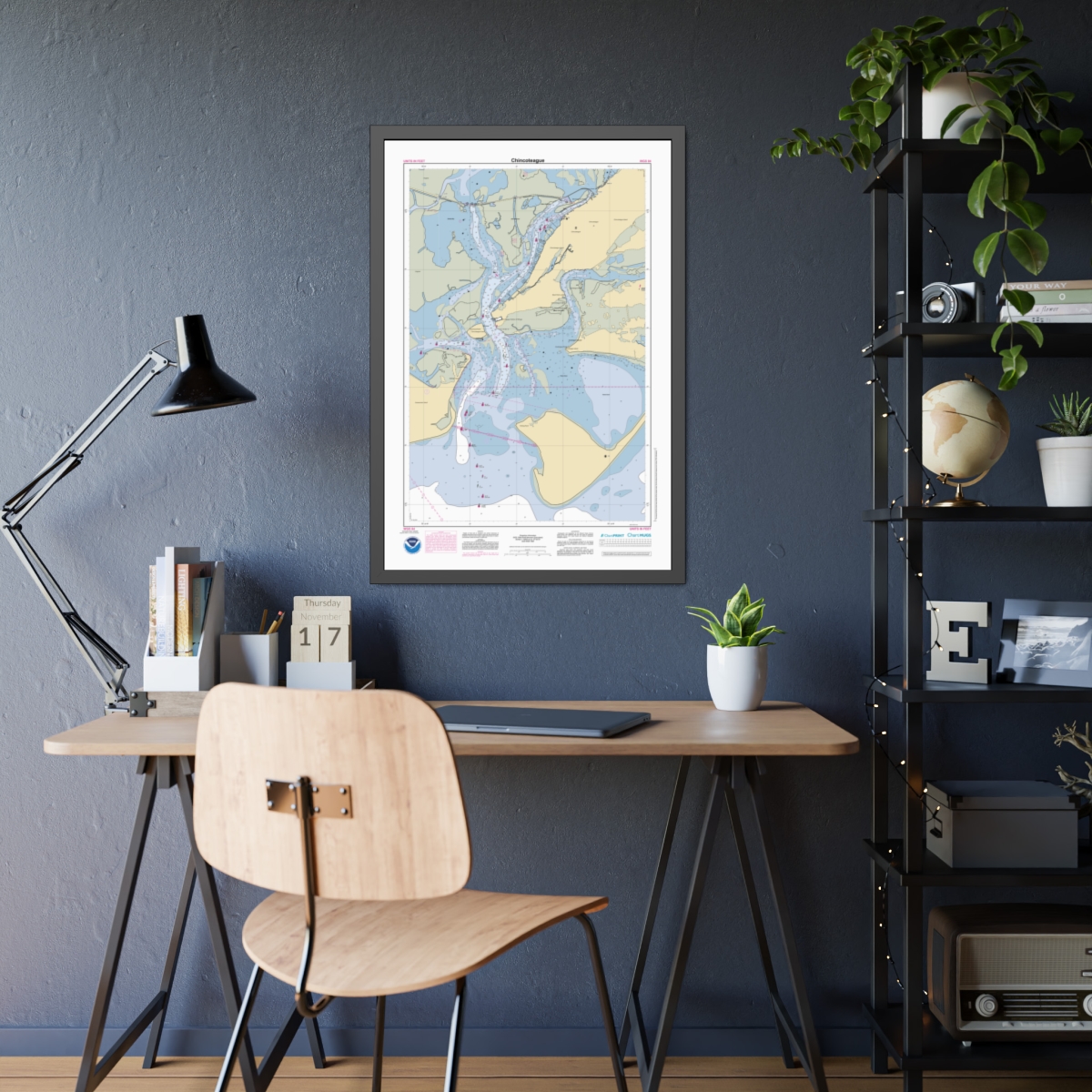 Framed Custom Chart of Chincoteague - NOAA Nautical Chart 22" x 34"