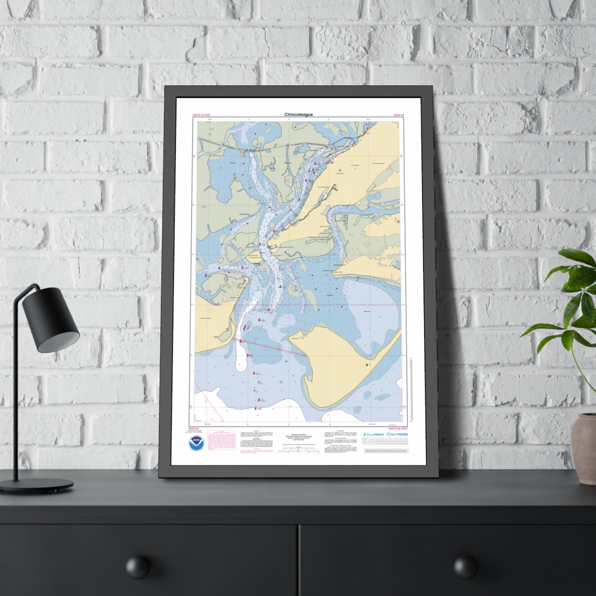 Framed Custom Chart of Chincoteague - NOAA Nautical Chart 22" x 34"