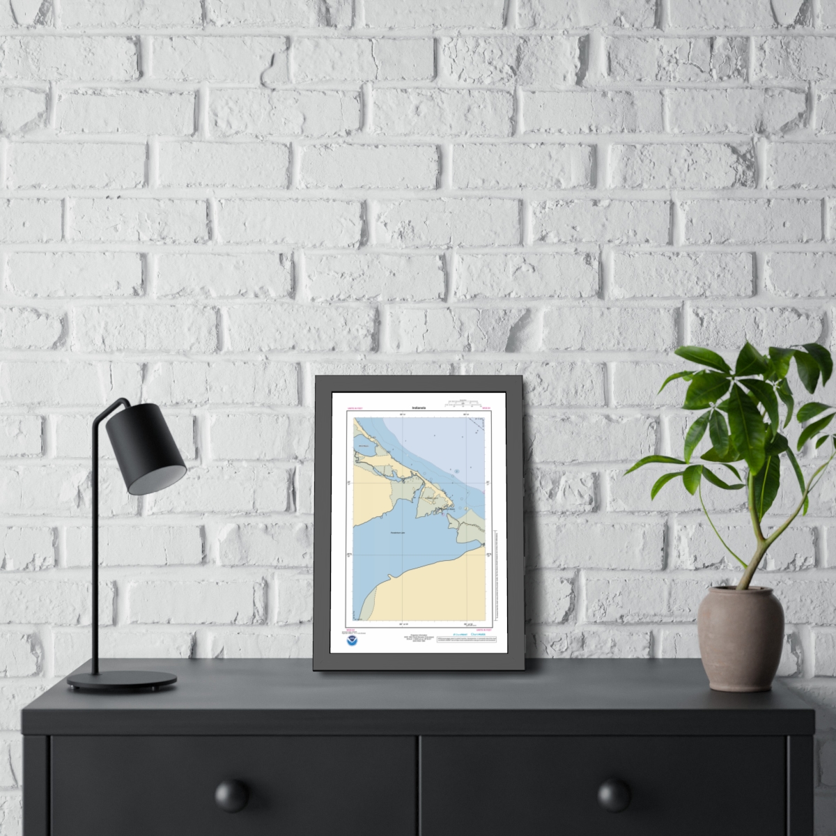 Framed Custom Chart of Indianola - NOAA Nautical Chart 11" x 17"