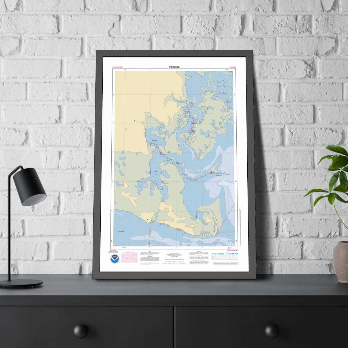 Framed Custom Chart of Panacea - NOAA Nautical Chart 22" x 34"