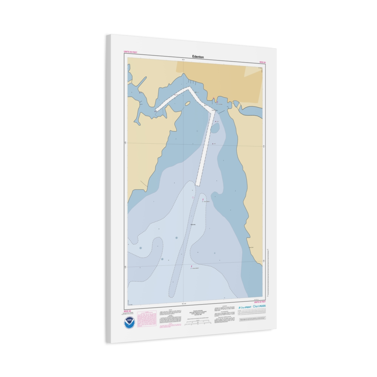 Canvas Custom Chart of Edenton - NOAA Nautical Chart 22" x 34"