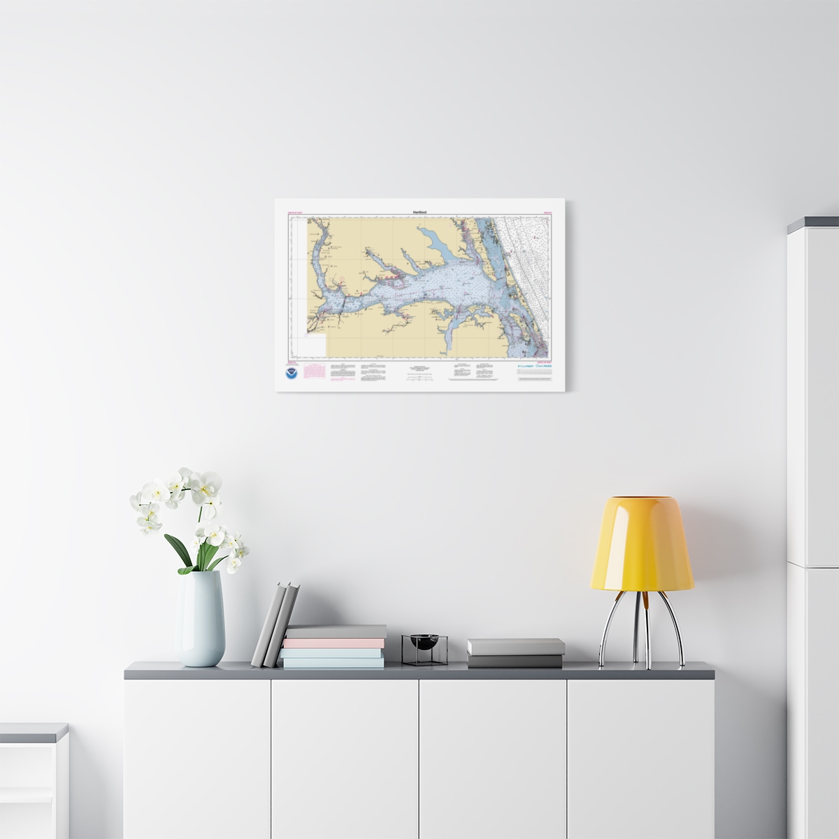 Canvas Custom Chart of Hertford - NOAA Nautical Chart 34" x 22"